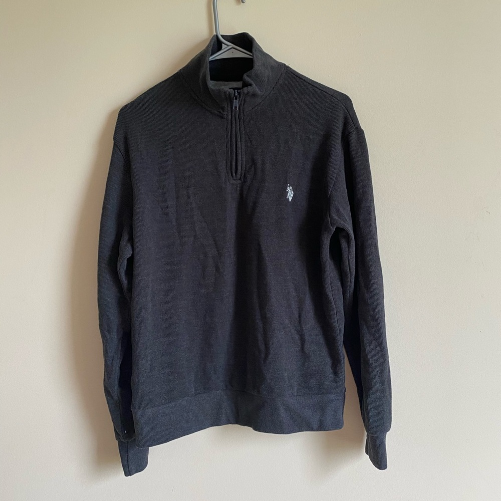 Gray Quarter zip up polo